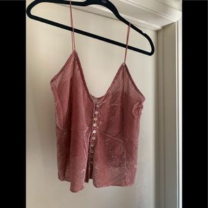 Free People Lovely Lines Velvet Cami in Pink.